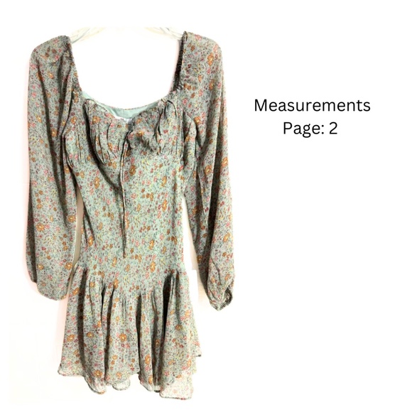 LUSH Floral Babydoll Minidress Sz: S Drop Waist / Sweetheart Neck / Long Sleeve - Picture 1 of 8